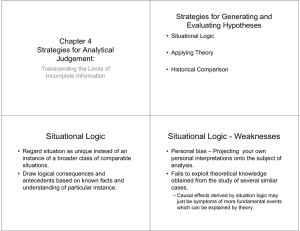 Situational Logic Situational Logic - Weaknesses Strategies for Generating and Evaluating Hypotheses