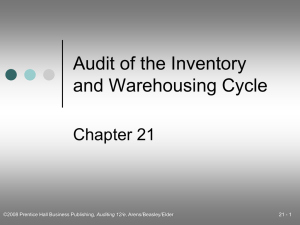 Audit of the Inventory and Warehousing Cycle Chapter 21 Auditing 12/e,