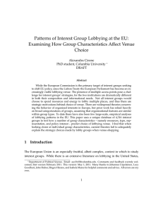 Patterns of Interest Group Lobbying at the EU: Choice Alexandra Cirone