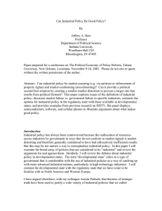 Can Industrial Policy Be Good Policy?  By Jeffrey A. Hart