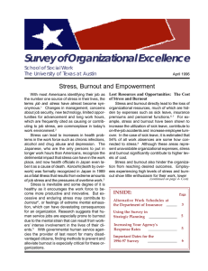 Survey of Organizational Excellence Stress, Burnout and Empowerment School of Social Work