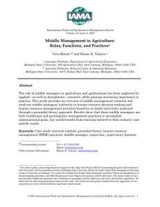 Middle Management in Agriculture: Roles, Functions, and Practices  Vera Bitsch