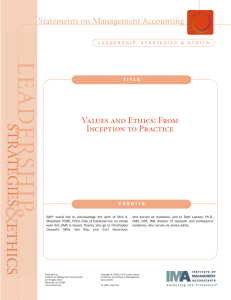 Values and Ethics: From Inception to Practice Statements on Management Accounting