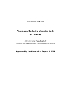 Planning and Budgeting Integration Model (PCCD PBIM)