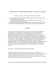 Measurement of Crop Genetic Diversity in Economic Analysis  E. Meng