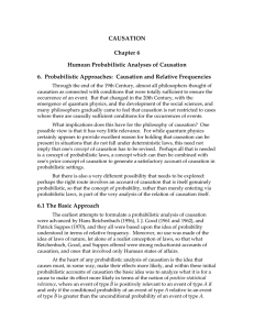 CAUSATION Chapter 6 Humean Probabilistic Analyses of Causation