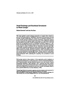 Social Exchange and Emotional Investment in Work Groups