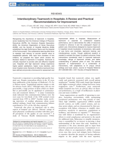 Interdisciplinary Teamwork in Hospitals: A Review and Practical Recommendations for Improvement REVIEWS