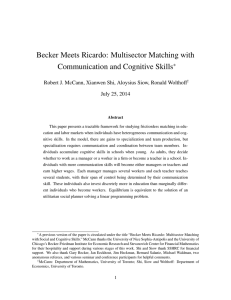 Becker Meets Ricardo: Multisector Matching with Communication and Cognitive Skills ∗