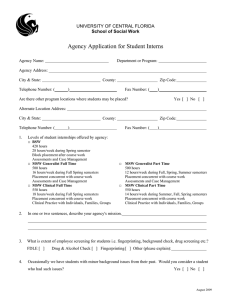 Agency Application for Student Interns UNIVERSITY OF CENTRAL FLORIDA