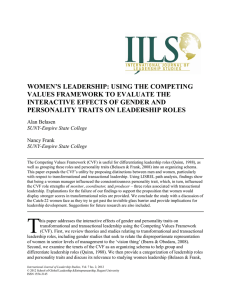 WOMEN’S LEADERSHIP: USING THE COMPETING VALUES FRAMEWORK TO EVALUATE THE