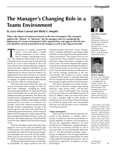 The Manager’s Changing Role in a Teams Environment Viewpoint