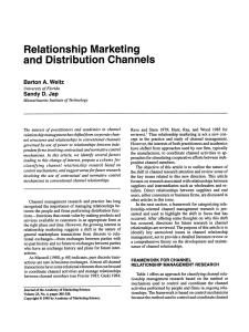 Relationship  Marketing and  Distribution  Channels Barton A. Weitz