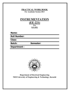 INSTRUMENTATION (EE-221)  PRACTICAL WORK BOOK