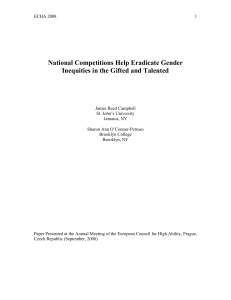 National Competitions Help Eradicate Gender Inequities in the Gifted and Talented