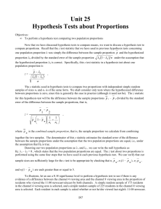 Unit 25 Hypothesis Tests about Proportions