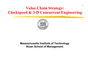 Value Chain Strategy: Clockspeed &amp; 3-D Concurrent Engineering Massachusetts Institute of Technology