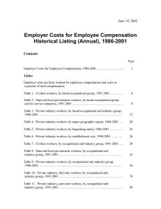 Employer Costs for Employee Compensation Historical Listing (Annual), 1986-2001 Contents June 19, 2002