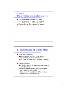 I : Importance of binary stars Class 5 :