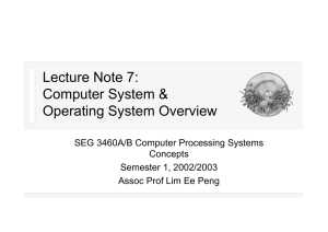 Lecture Note 7: Computer System &amp; Operating System Overview