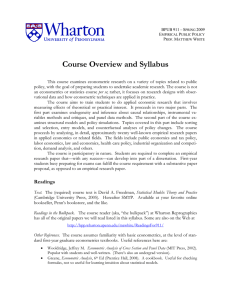 Course Overview and Syllabus