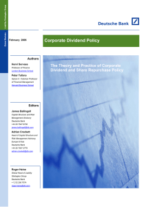 Corporate Dividend Policy  The Theory and Practice of Corporate