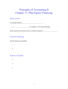 Principles of Accounting II Chapter 17: Plan Equity Financing Short Answer