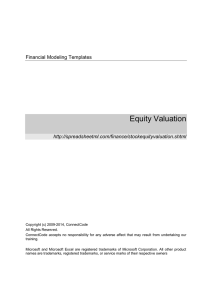 Equity Valuation  Financial Modeling Templates