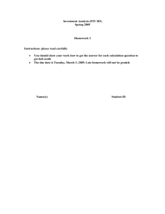 Investment Analysis (FIN 383) Spring 2009  Homework 3