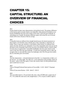 CHAPTER 15: CAPITAL STRUCTURE: AN OVERVIEW OF FINANCIAL CHOICES