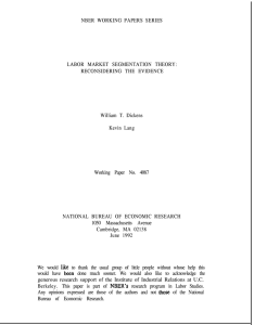 NBER WORKING PAPERS SERIES LABOR MARKET SEGMENTATION THEORY: RECONSIDERING THE EVIDENCE