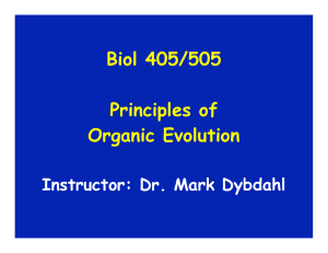 Biol 405/505 Principles of Organic Evolution Instructor: Dr. Mark Dybdahl