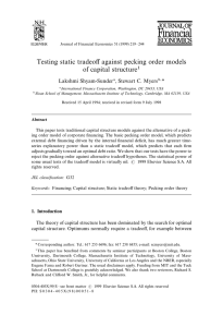 Testing static tradeoff against pecking order models  of capital structure *