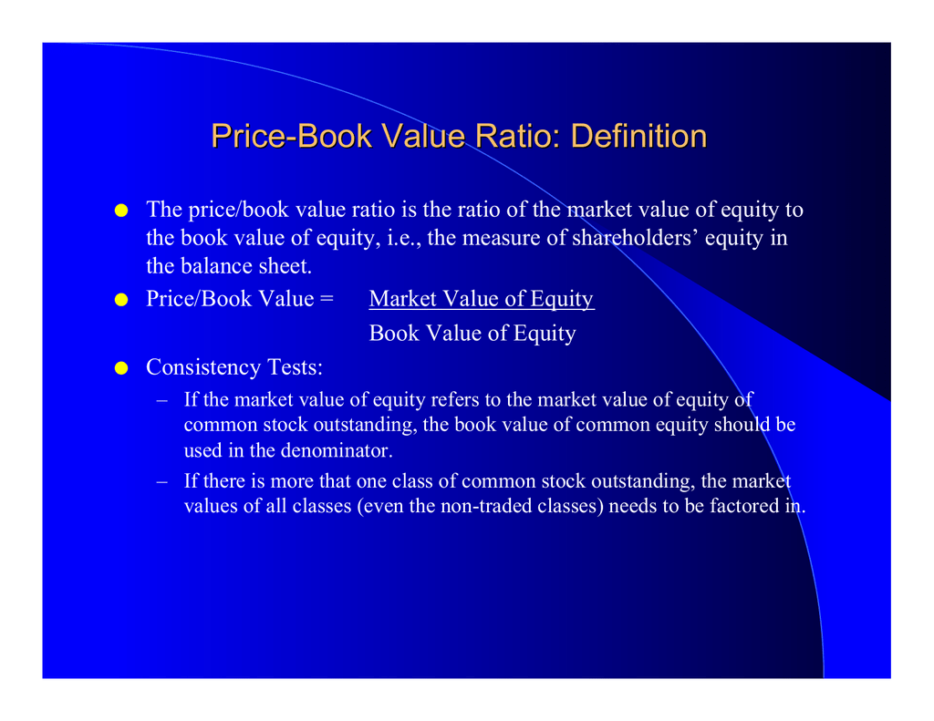 Value definition. Book value of Equity. Book value.