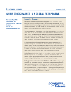 CHINA STOCK MARKET IN A GLOBAL PERSPECTIVE D J I