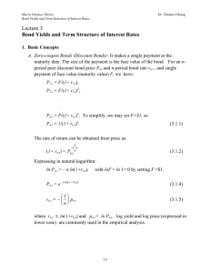 Lecture 3 Bond Yields and Term Structure of Interest Rates P