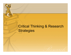 Critical Thinking &amp; Research Strategies