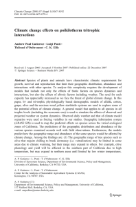 Climate change effects on poikilotherm tritrophic interactions Andrew Paul Gutierrez Luigi Ponti