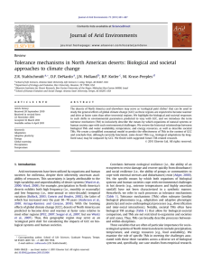 Tolerance mechanisms in North American deserts: Biological and societal Z.R. Stahlschmidt