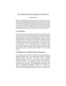 The Efficient Markets Hypothesis Dethroned Jed Ellerbroek