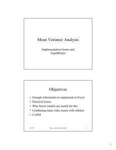 Mean Variance Analysis Objectives