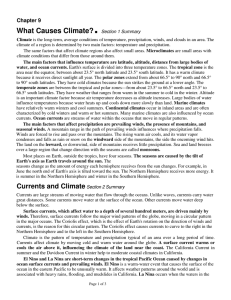 What Causes Climate? Chapter 9
