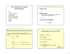 Laws describing the planetary motion The Planet Earth: Global characteristics