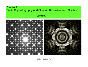 Basic Crystallography and Electron Diffraction from Crystals Chapter 3 Lecture 7