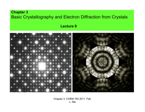 Basic Crystallography and Electron Diffraction from Crystals Chapter 3 Lecture 9