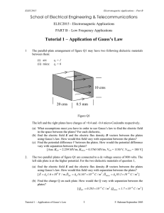Tutorial 1 – Application of Gauss’s Law ELEC2015 - Electromagnetic Applications