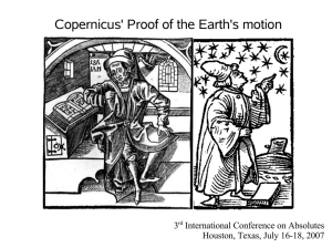 Copernicus' Proof of the Earth's motion 3 International Conference on Absolutes