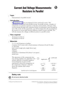 Current And Voltage Measurements: Resistors In Parallel Topic Introduction