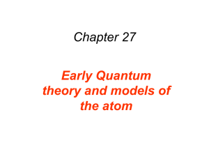 Chapter 27 Early Quantum theory and models of the atom