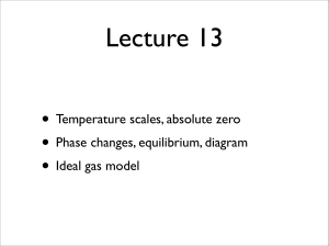 Lecture 13 • Temperature scales, absolute zero Phase changes, equilibrium, diagram